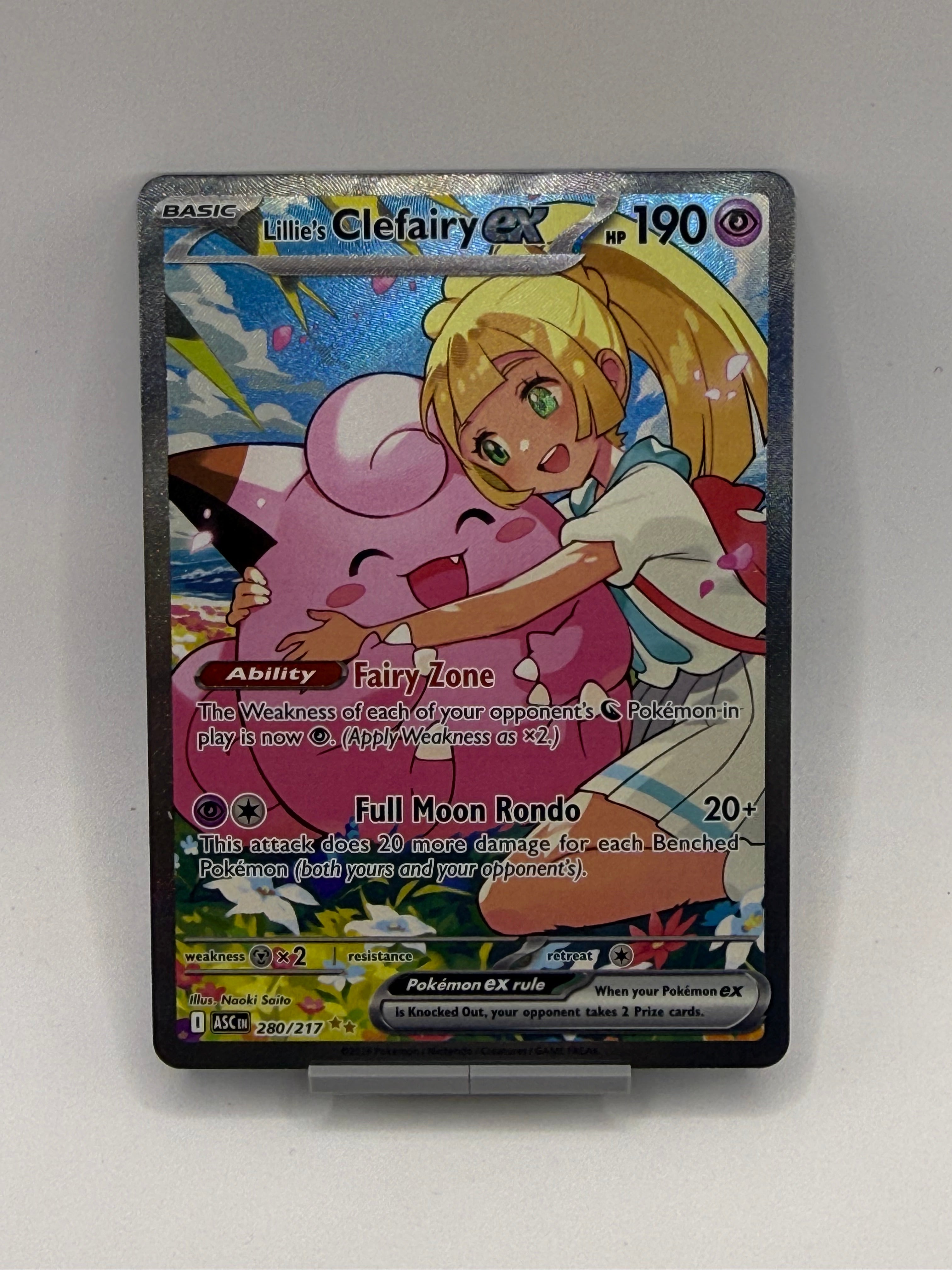 Pokemon Ascended Heroes Lillie’s Clefairy ex 280/217 SIR Full Art Near Mint
